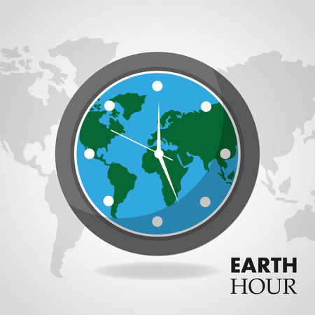 earth hour globe inside clock map background vector illustrationのイラスト素材