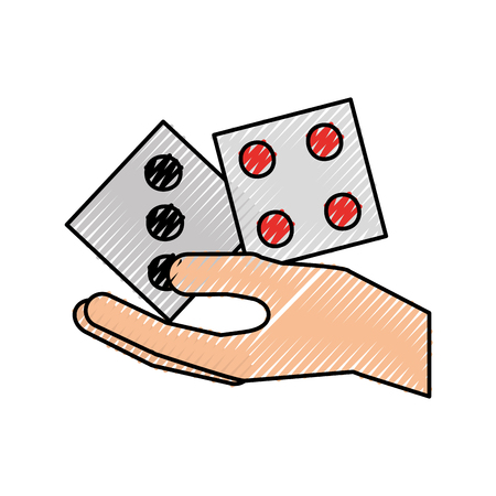 hand human with casino dices vector illustration designのイラスト素材