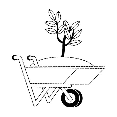 wheelbarrow with ground and plant icon vector illustration designのイラスト素材