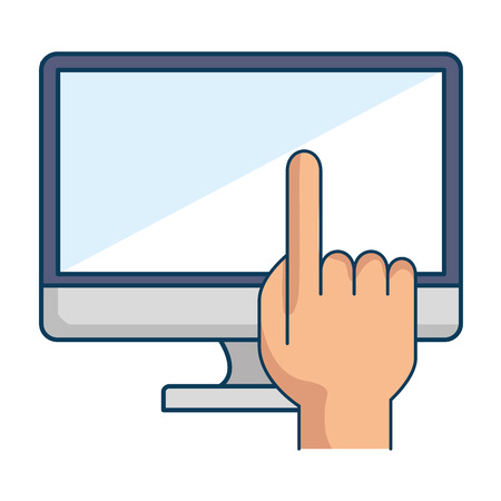 Monitor computer with hand user vector illustration designのイラスト素材