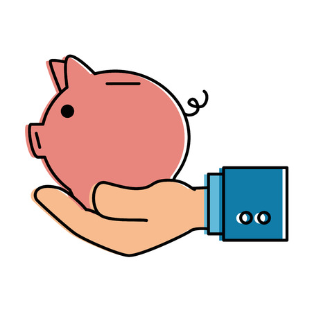 Hand with piggy savings vector illustration design.のイラスト素材