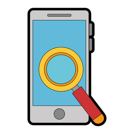 Smartphone device with magnifying glass vector illustration designのイラスト素材