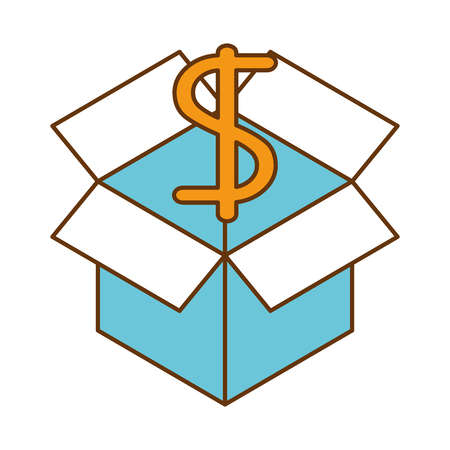 cube with dollar symbol vector illustration designのイラスト素材