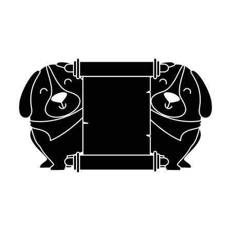 cute dogs with banner vector illustration designのイラスト素材