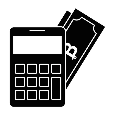 Calculator with bill virtual money vector illustration design.のイラスト素材