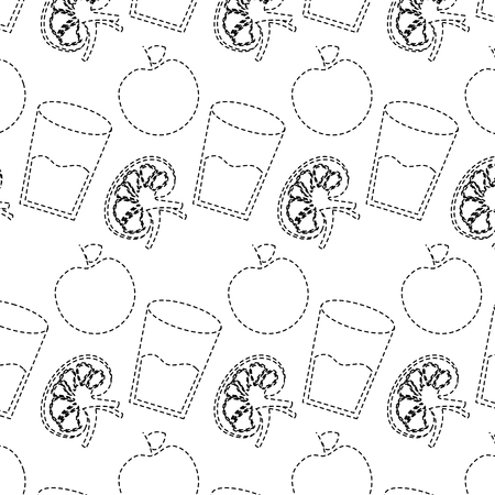 human kidney with water glass and apple fruit wallpaper decoration vector illustrationのイラスト素材