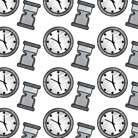 round clock hourglass time symbol background vector illustrationのイラスト素材