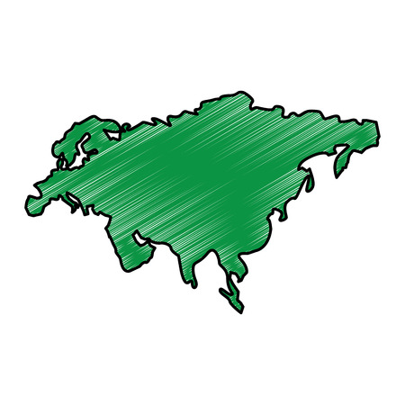 map of asia continent territory silhouette vector illustration drawing green imageのイラスト素材