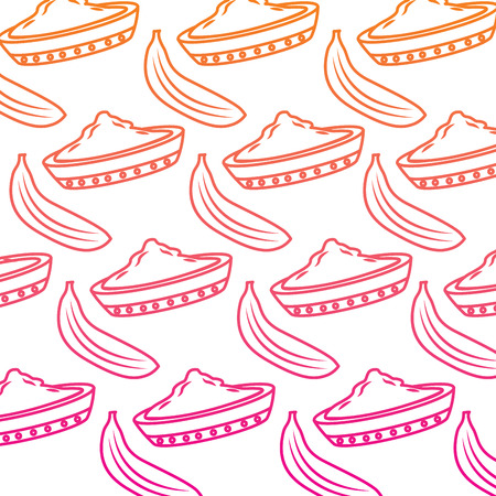 bowl spice and banana fruit hindu food background vector illustration red degraded line imageのイラスト素材