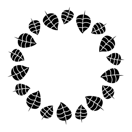 rounded decorative wreath with leaves nature vector illustrationのイラスト素材