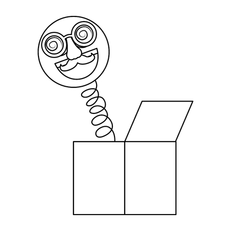 joke box emoticon with glasses and nose prank vector illustration outline imageのイラスト素材