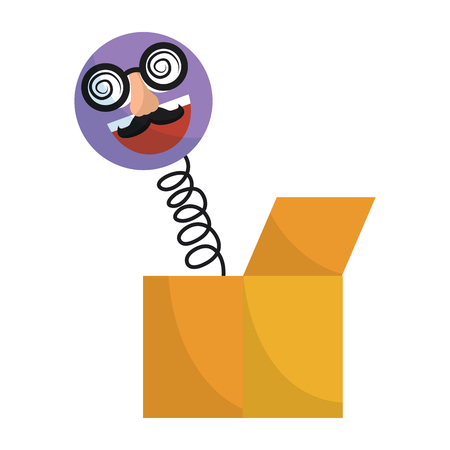 joke box emoticon with glasses and nose prank vector illustrationのイラスト素材
