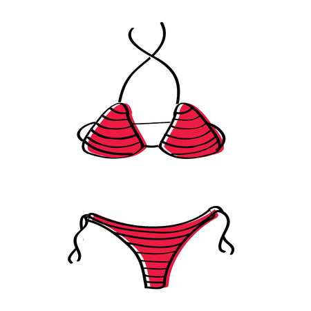 red bikini swimsuit female summer accessory vector illustrationのイラスト素材