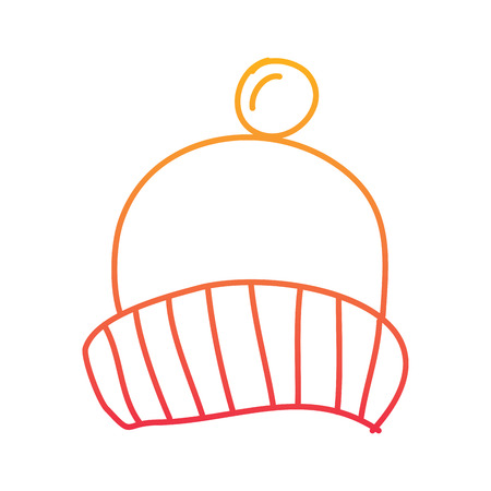 winter knitted hat with pompon accessory vector illustration degraded line color designの写真素材