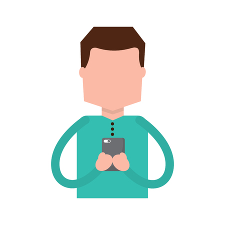 A man using smartphone and chatting vector illustrationのイラスト素材