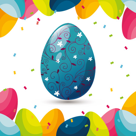 eggs painted happy easter celebration vector illustration designのイラスト素材