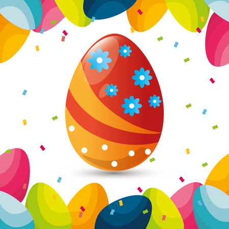 eggs painted happy easter celebration vector illustration designのイラスト素材