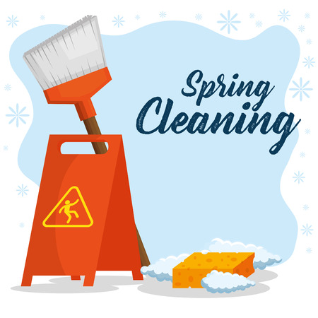 spring cleaning design concept with supplies vector illustration graphic designのイラスト素材