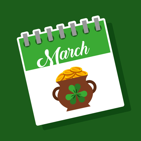 march calendar cauldron full coins treasure st patricks symbol vector illustrationのイラスト素材