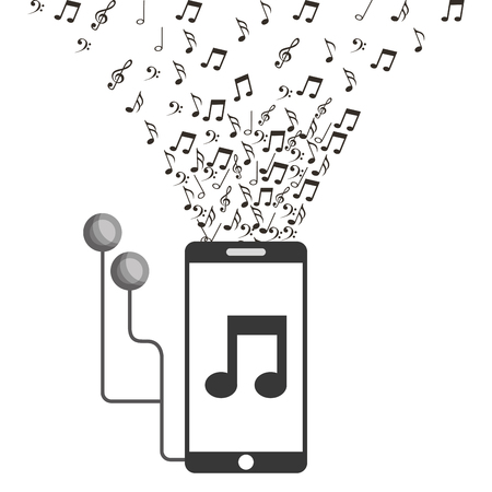 smartphone earphones music note application vector illustrationのイラスト素材