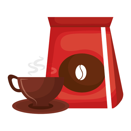 coffee bag with cup vector illustration designのイラスト素材