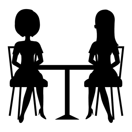 women seat in cafeteria table vector illustration designのイラスト素材
