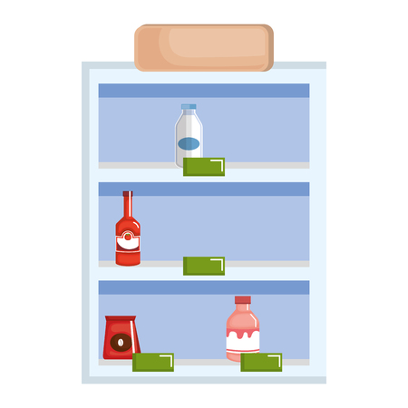 supermarket shelving with products vector illustration designのイラスト素材