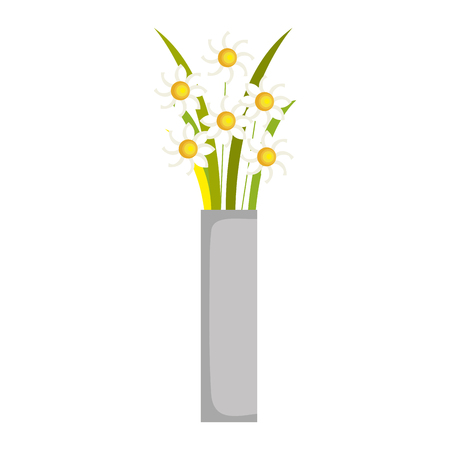 cute vase with flowers decorative vector illustration designのイラスト素材