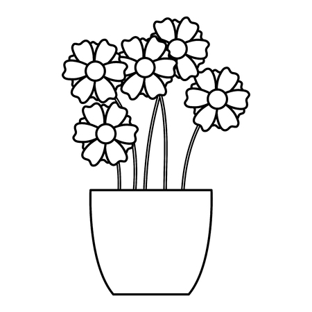cute vase with flowers decorative vector illustration designのイラスト素材