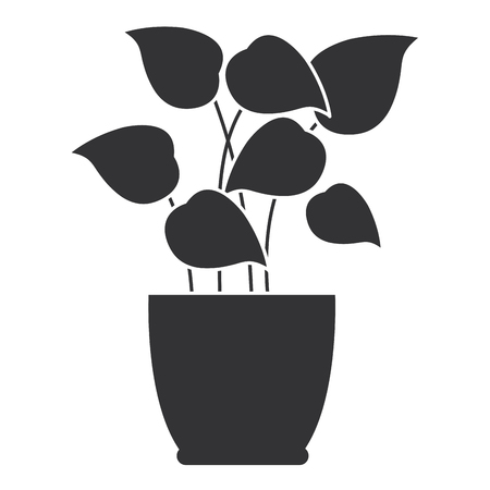 pot with leafs house plant vector illustration designのイラスト素材