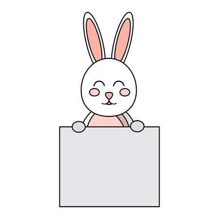 rabbit or bunny holding sign icon image vector illustration design のイラスト素材