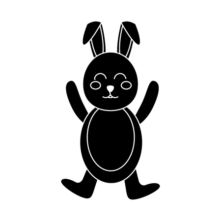 rabbit or bunny icon image vector illustration design  black and whiteのイラスト素材