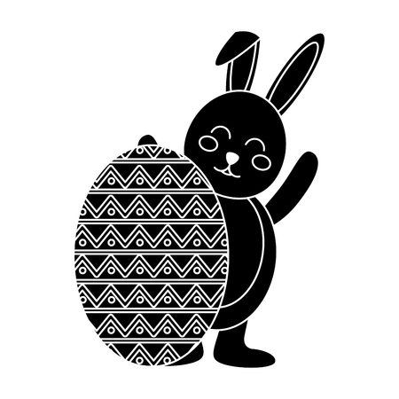 easter bunny with egg icon image vector illustration design  black and whiteのイラスト素材