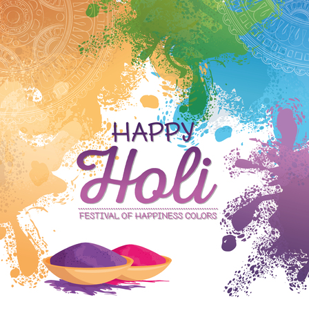 happy holi festival colors vector illustration designのイラスト素材