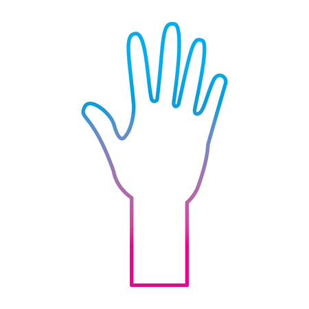 open hand icon image vector illustration design  blue to purple lineのイラスト素材