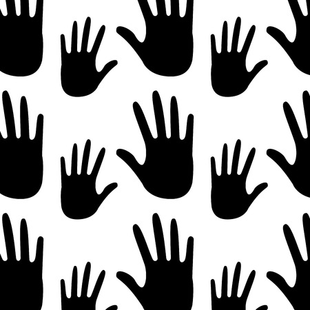 seamless pattern opened hands support symbol vector illustration outline design black and white designのイラスト素材