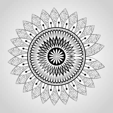 mandala monochrome decoration icon vector illustration designのイラスト素材