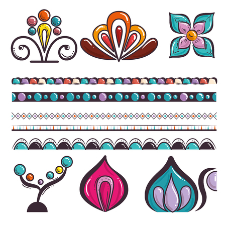 Boho style mandala set icons vector illustration designのイラスト素材