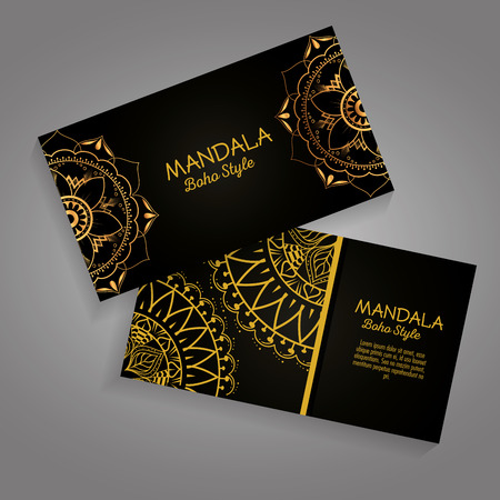 Mandala gold boho style flyers vector illustration designのイラスト素材