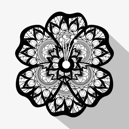 flower with mandala boho style vector illustration designのイラスト素材