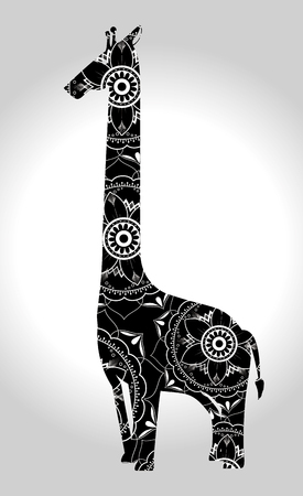 giraffe mandala boho style vector illustration designのイラスト素材