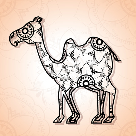 camel mandala boho style vector illustration designのイラスト素材