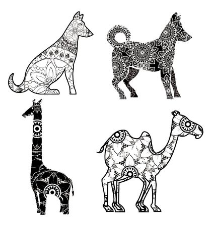 Animals with skin boho style vector illustration design.のイラスト素材