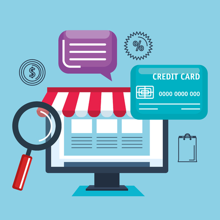 shopping online set icons vector illustration designのイラスト素材