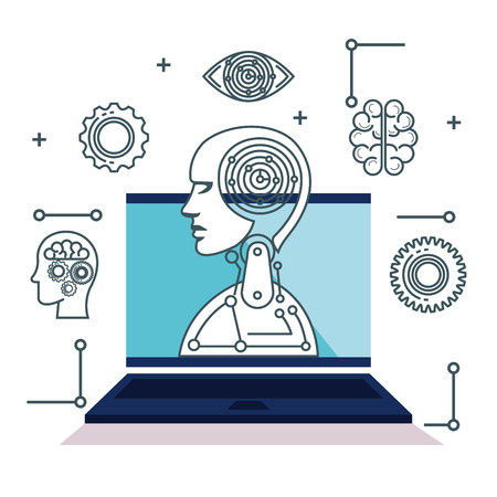 artificial intelligence technology set icons vector illustration designのイラスト素材