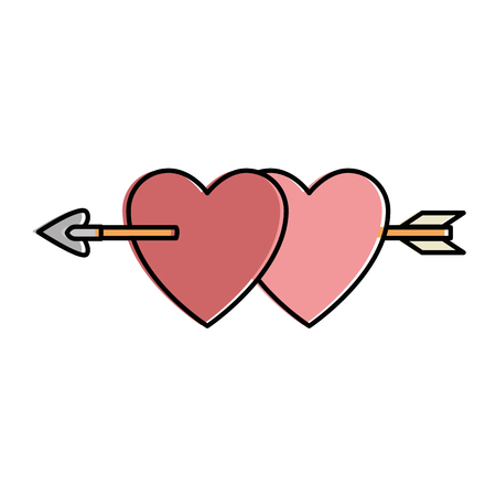 Heart sticker art with arrow vector illustration designのイラスト素材