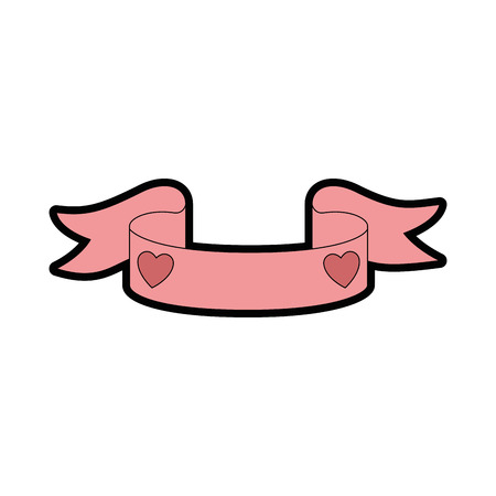 elegant ribbon frame with hearts vector illustration designのイラスト素材