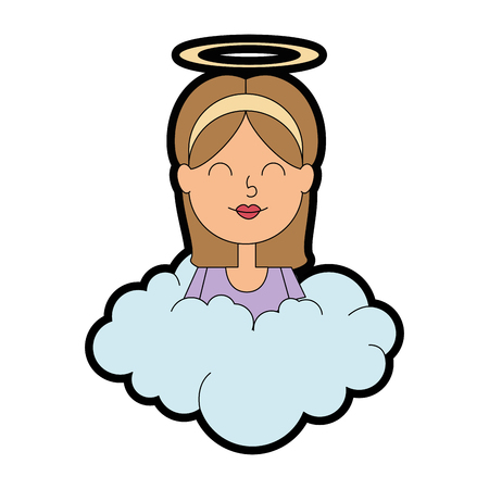 little girl angel with halo over cloud vector illustration designのイラスト素材