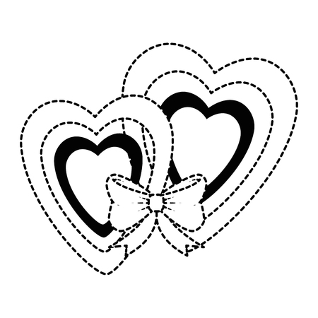 Hearts love sticker art with bowtie vector illustration designのイラスト素材