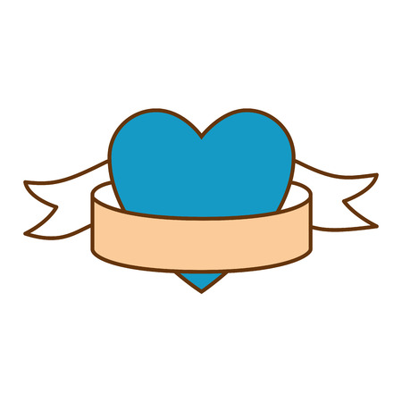 heart love sticker art with ribbon vector illustration designのイラスト素材